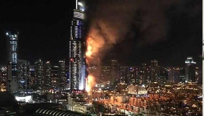 “#حريق_دبي” يتصدر “تويتر” عقِب حريق فندق “العنوان” القريب من برج خليفة