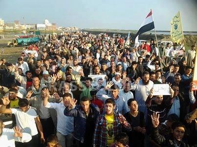 مسيرة على الطريق الساحلي الدولي ببلطيم ضد الانقلاب