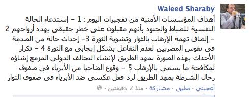 شرابي: هدف تفجير القاهرة إلصاق التهمة بالثوار