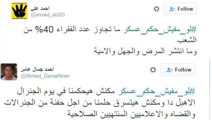 عبر هاشتاج لو مفيش حكم عسكر.. مغردون يتوقعون حال مصر