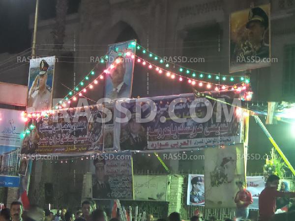 الأمن يقيم منصة للإحتفال بالسيسي و صبحي بطنطا