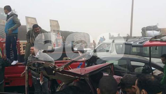 بالصور.. مصرع وإصابة 100 في حادث مروع على طريق الجيش بأسيوط