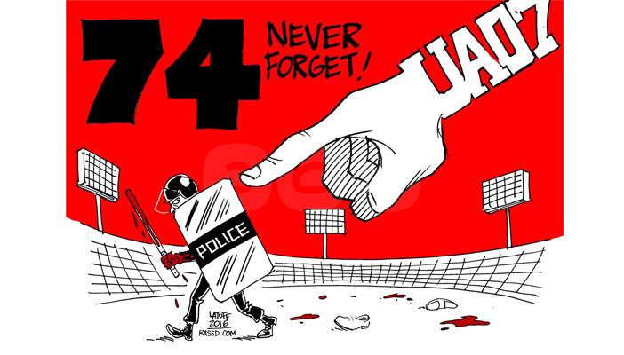 كاريكاتير.. ذكرى أحداث استاد بورسعيد ورسوم “جاويش” تربكان السيسي