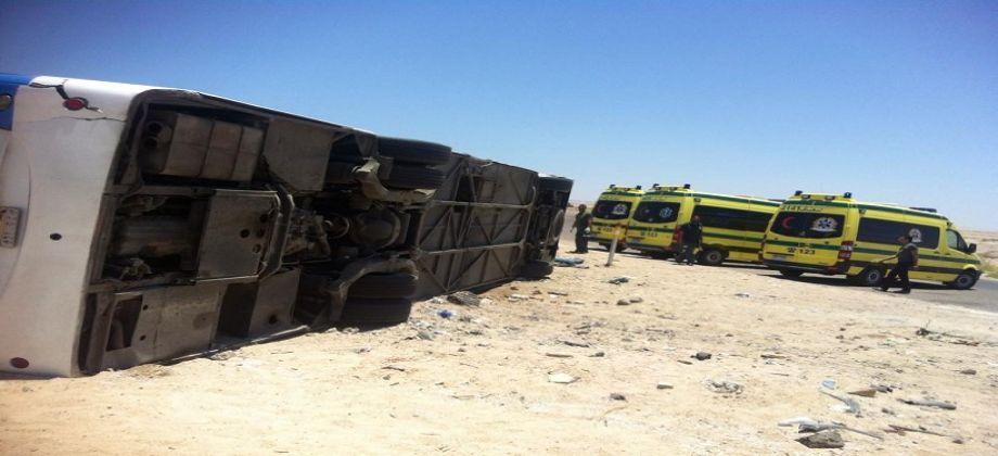 الصحة: وفاة 7 وإصابة 45 آخرين في حادث انقلاب أوتوبيس بطريق نويبع