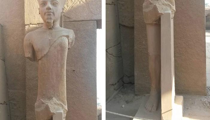 آثار الأقصر: التمثال تم ترميمه من قبل.. وفيس بوك: مصر كلها تحتاج ترميم