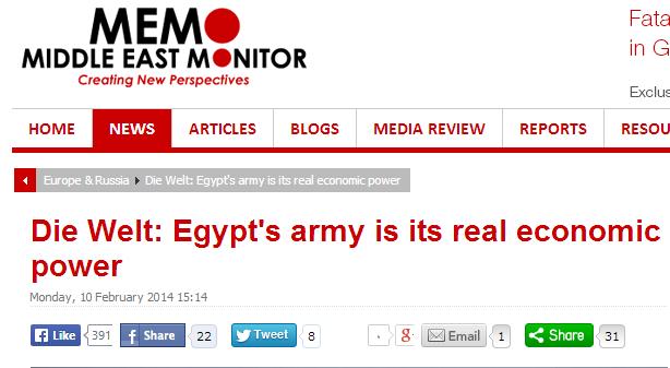 داي ويلت: الجيش المصري هو القوة الاقتصادية الحقيقة