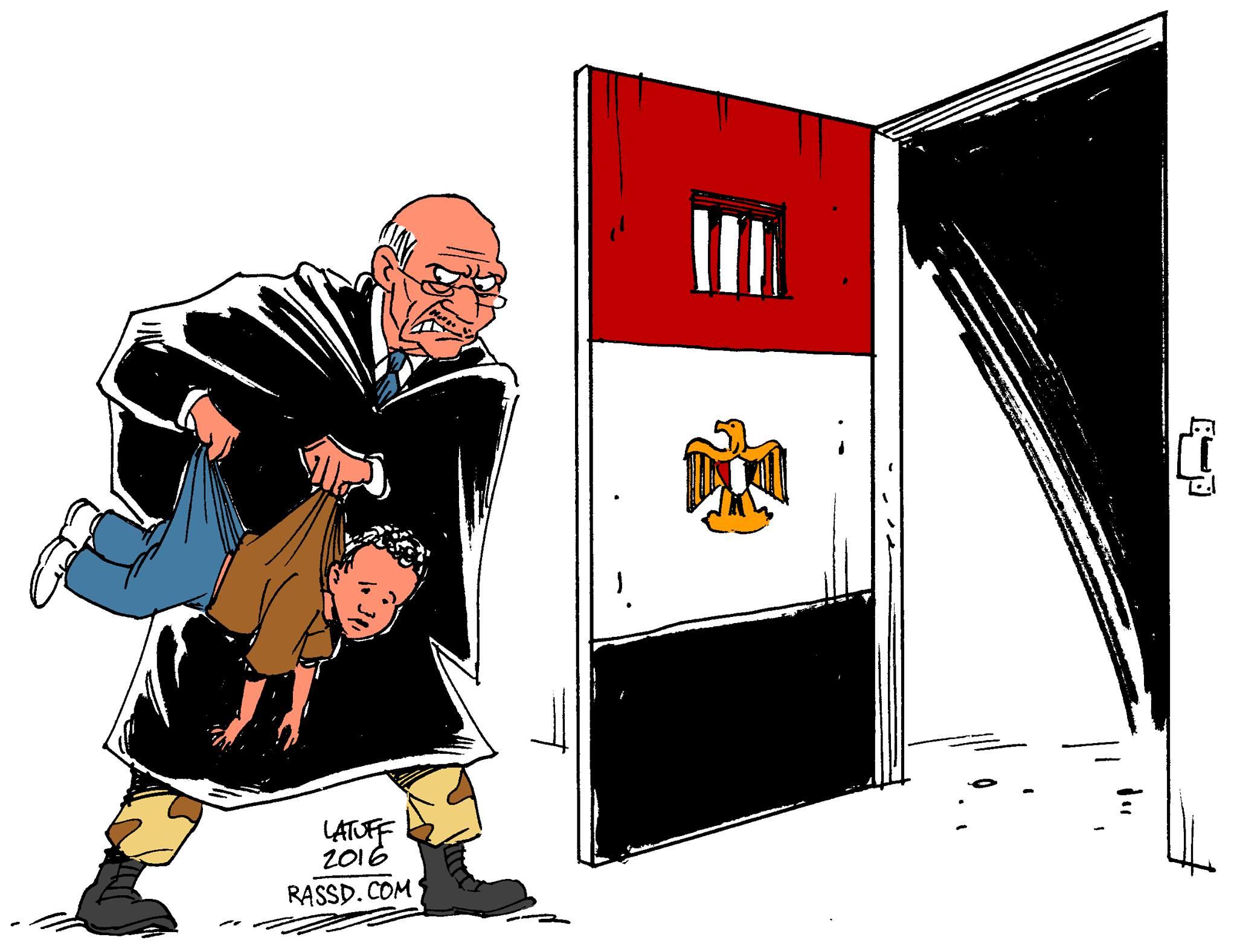 كاريكاتير.. نظام السيسي يحكم على طفل عمره 4 سنوات بالسجن المؤبد