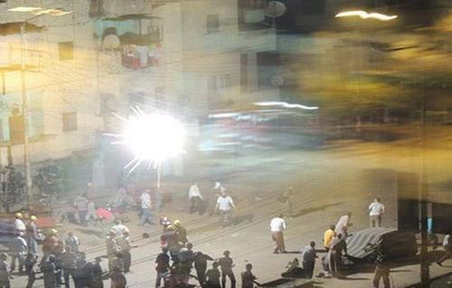 مجهولون يشعلون النار في نقطة شرطة زهراء مدينة نصر