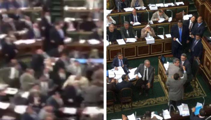 بالفيديو.. لحظة ضرب عكاشة “بالحذاء” في مجلس النواب