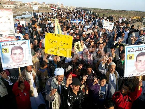 مسيرة حاشدة علي الطريق الدولي الساحلي ببلطيم لرفض الانقلاب