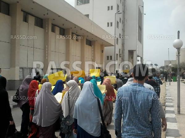 جامعة المنصورة تنظم سلاسل مناهضة للانقلاب تضامنا مع زملائهم