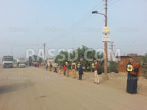 سلسلة بشرية بشبين القناطر رفضا للانقلاب الدموى