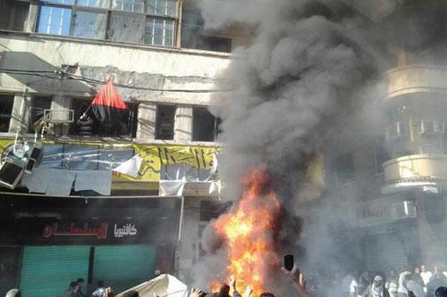 عاجل: حريق في مقر الحرية والعدالة بالمنيل