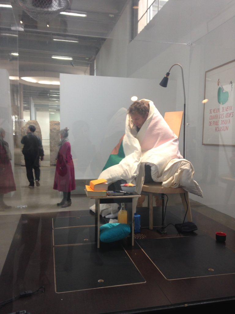 بالفيديو.. فنان فرنسي يحاكي الدجاج ويرقد على بيض حتى يفقس