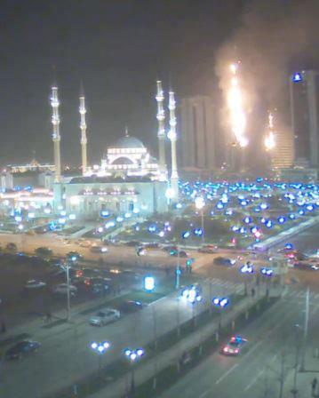 حريق هائل يلتهم ناطحة سحاب بالشيشان