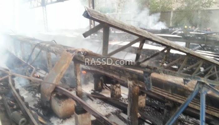 حريق يدمر محطة صيانة قطارات بكوبري الخشب