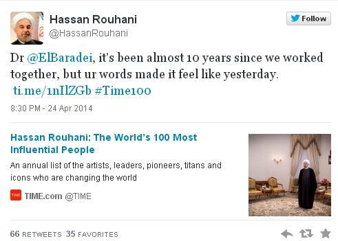 رئيس إيران يعبر عن امتنانه لتصريحات البرادعي