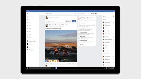 “فيس بوك” تعلن عن نسخ جديدة من تطبيقاتها لنظام ويندوز 10