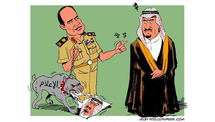 لاتوف يرسم السيسي يمد يده للحصول على أموال من السعودية