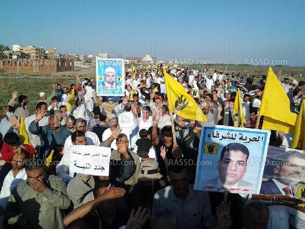 مشاركة للأهالي في مسيرات ضد الانقلاب بكفر الشيخ