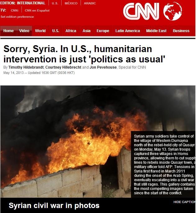 “سي إن إن”:عذرا سوريا التدخل الإنساني من أجل المصالح السياسية