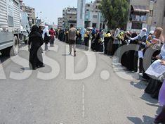 سلسة بشرية لطالبات ضد الانقلاب ببورسعيد