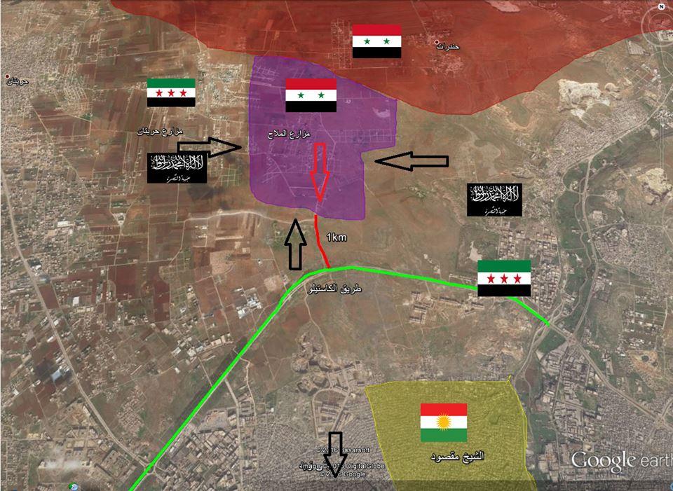 رحى  المعارك بمدينة حلب تدور حول “جبهه الملاح والكاستيلو”
