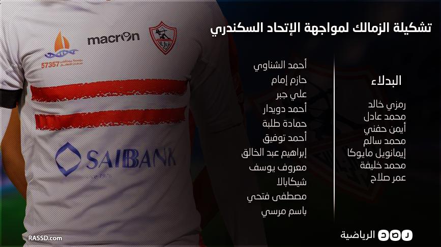تشكيل الزمالك لمواجهة الاتحاد السكندري في الكأس