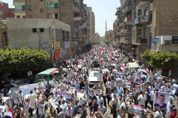 الآلاف في مسيرة حاشدة بالمنوفية لرفض الانقلاب العسكري