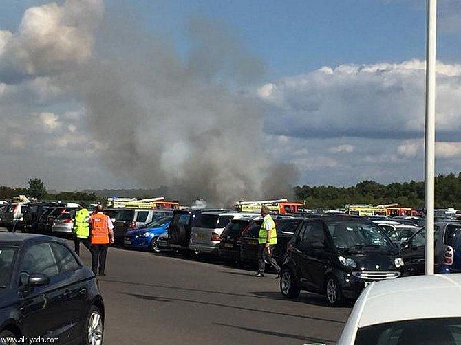 بالصور.. تحطم طائرة سعودية بمطار بلاكبوش في بريطانيا