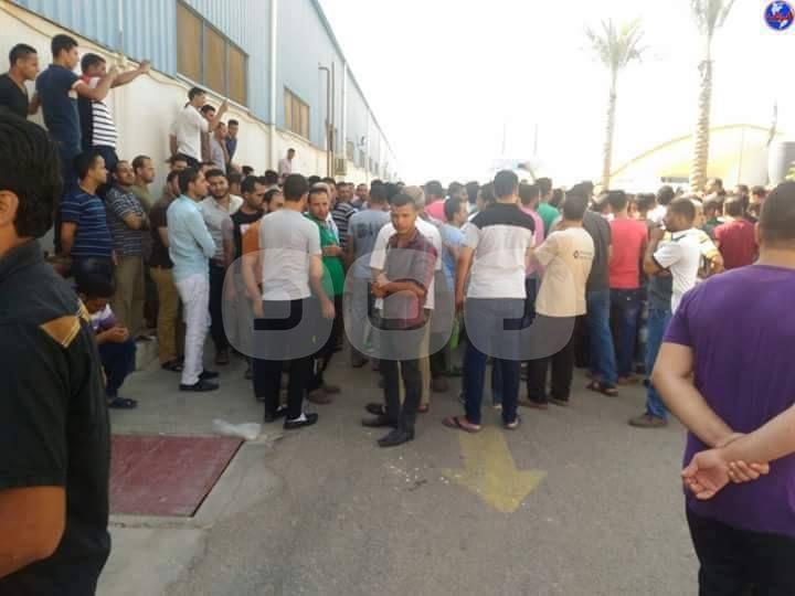 بالصور.. مظاهرات لعمال شركة KCG  التركية بالعاشر من رمضان