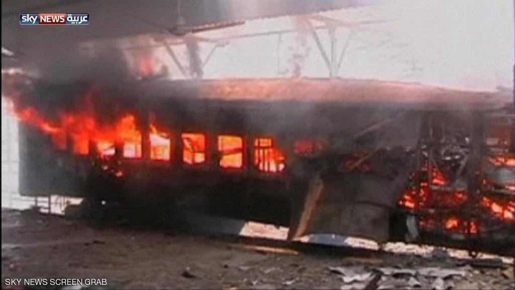 اندلاع النيران داخل قطار بمحطة مصر