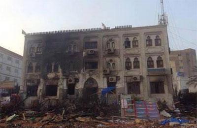 صور | حرق مستشفى رابعة .. الانقلاب يسعى لإخفاء مذبحته