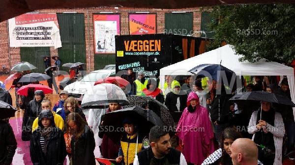 تظاهرة تحت الأمطار في”الدنمارك” دعماً لـ”غزة”