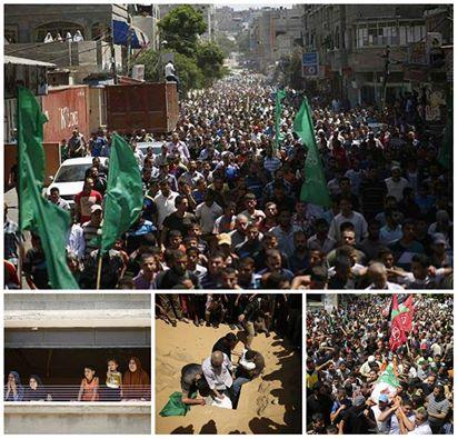 صور|الآلاف يودعون جثمان زوجة قائد القسام ونجله