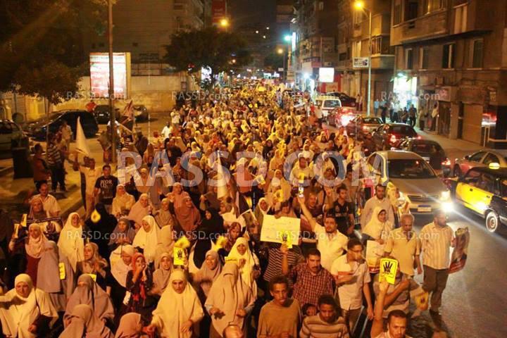 مسيرة حاشدة في الاسكندرية لرفض الانقلاب و كسر حظر التجوال