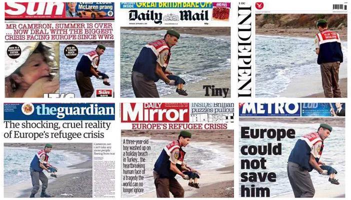 بالصور.. الصحف العالمية تنتفض لغرق الطفل السوري.. والمصرية تتجاهل