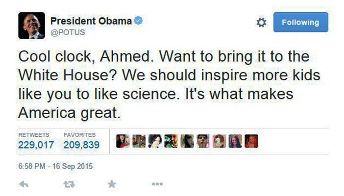 أوباما للطفل أحمد: ساعة رائعة.. هل تريد إحضارها إلى البيت الأبيض؟