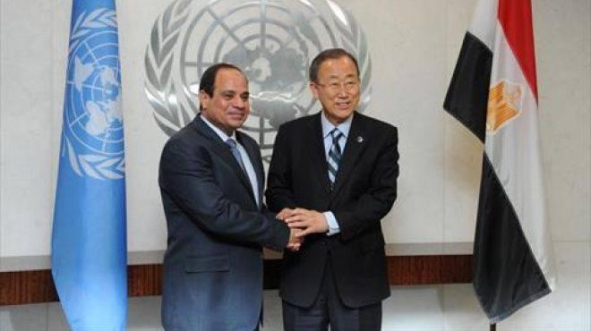 السيسي لـ”كي مون”:قضية فلسطين دون حل وفرت بيئة خصبة لـ”الإرهاب”