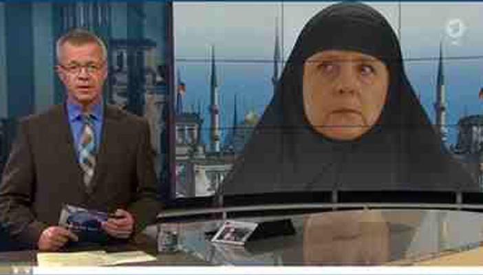 ميركل تثير الجدل بعد ظهورها على التليفزيون الألماني مرتدية “حجاب”