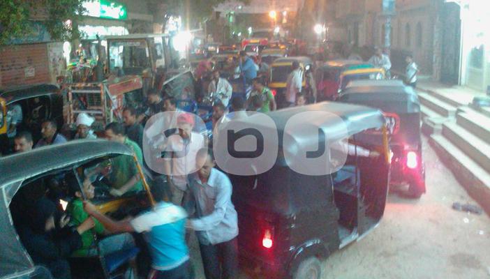 شلل مروري بميدان أبو عيطة بمدينة سنورس في الفيوم