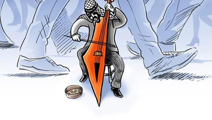 كاريكاتير: الشعب الفلسطيني يعزف لحنه الخاص على السكاكين