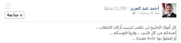 المستشار الإعلامي للرئيس مرسي: أموال الخليج لن تساعد الانقلاب