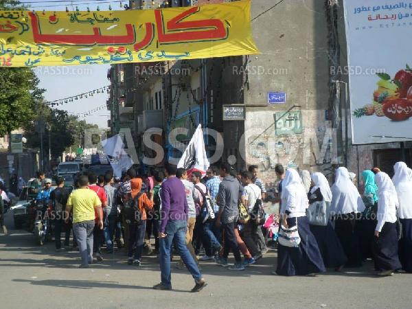 بني سويف:مسيرة لطلاب ثانوي  للتنديد بضرب الطالبات لرفضهن الانقلاب