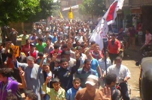 مسيرة في أجهور قليوبية تنديدًا بتهجير أهالي سيناء