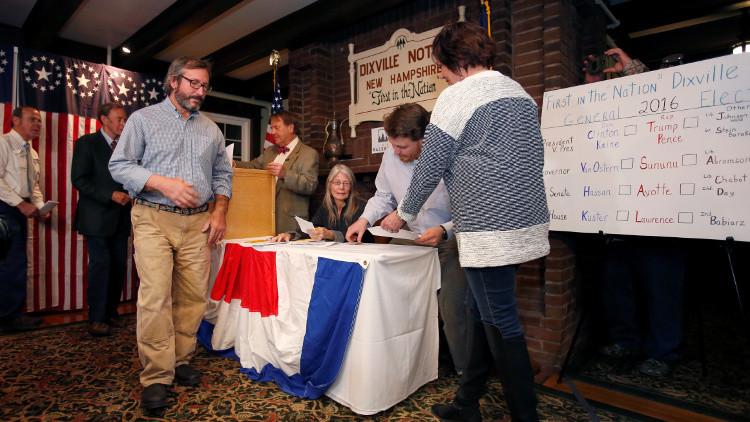 ترامب  يتقدم على كلينتون  في 3 بلدات بولاية نيوهامبشير