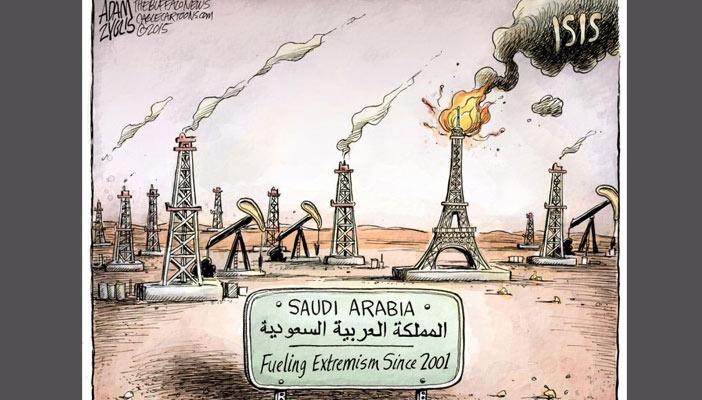 كاريكاتير.. السعودية متهمة بتمويل تنظيم الدولة من أجل ضرب أوروبا