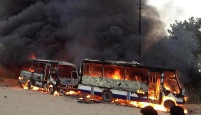 النيران تلتهم 8 أتوبيسات نقل جماعي بالمطرية