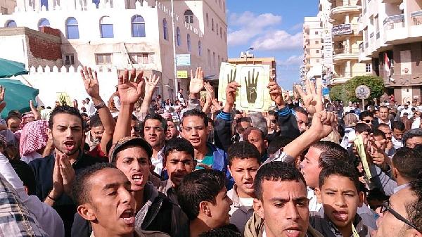 مسيرة بمطروح وهجوم لقوات الانقلاب عليها