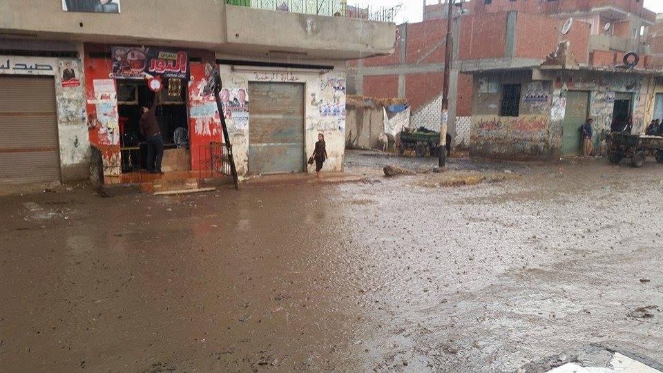 بالصور.. الأمطار تغرق قطور بالغربية وسط مخاوف الأهالي